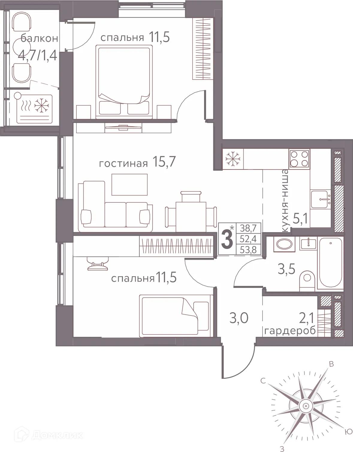 Фото квартиры в ЖК Погода Теплые кварталы