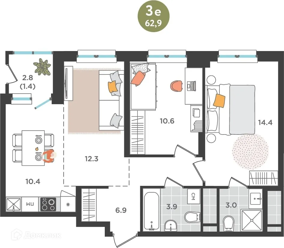 Фото квартиры в ЖК Орсо Дом на Куфонина