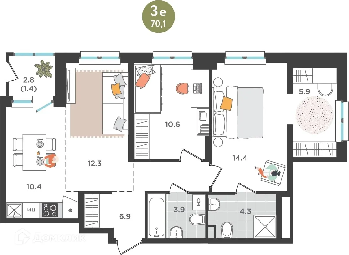 Фото квартиры в ЖК Орсо Дом на Куфонина