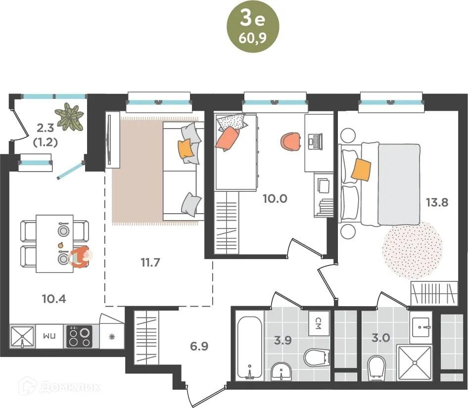 Фото квартиры в ЖК Орсо Дом на Куфонина