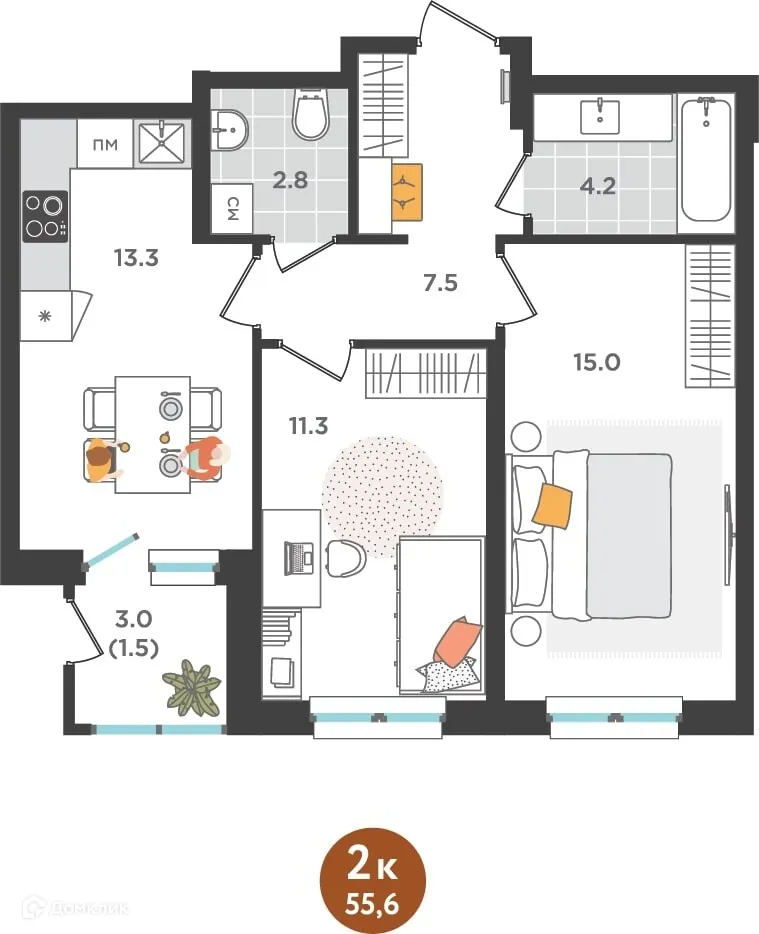 Фото квартиры в ЖК Орсо Дом на Куфонина