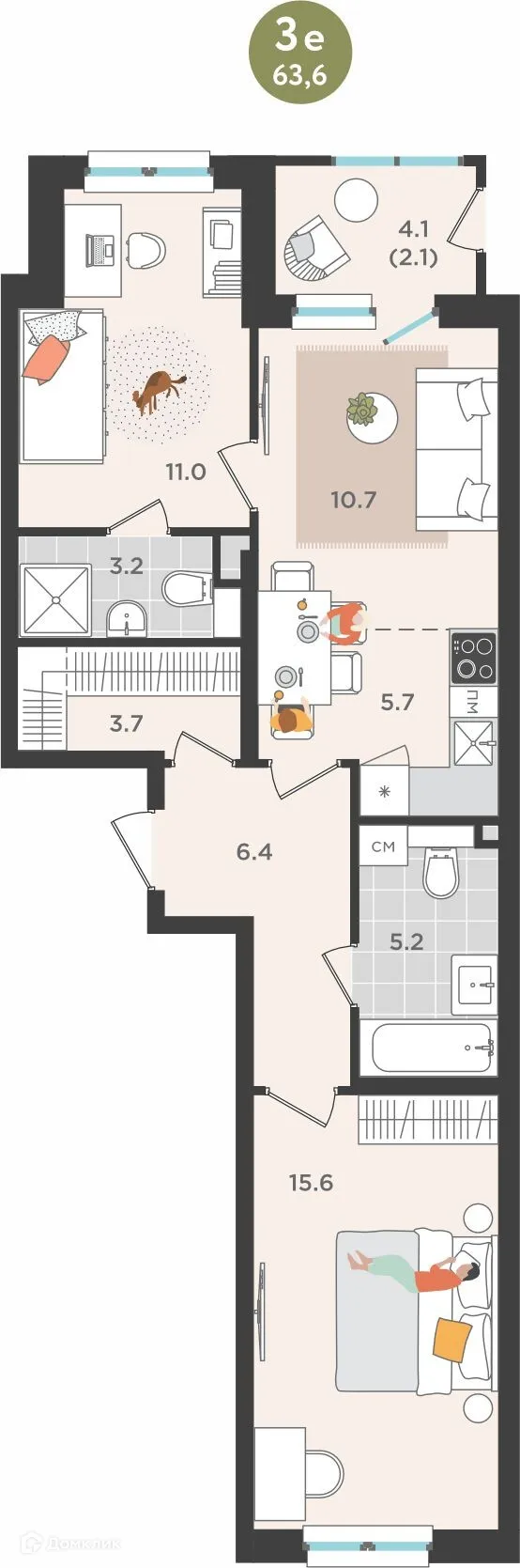 Фото квартиры в ЖК Орсо Дом на Куфонина