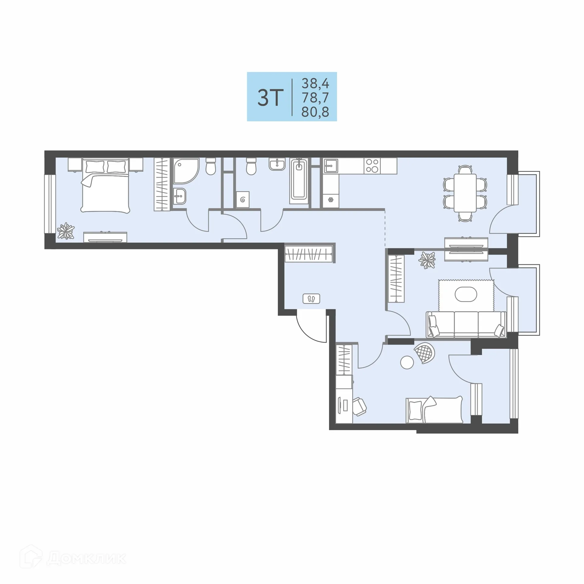 Фото квартиры в ЖК Коннект квартал Левченко, 8