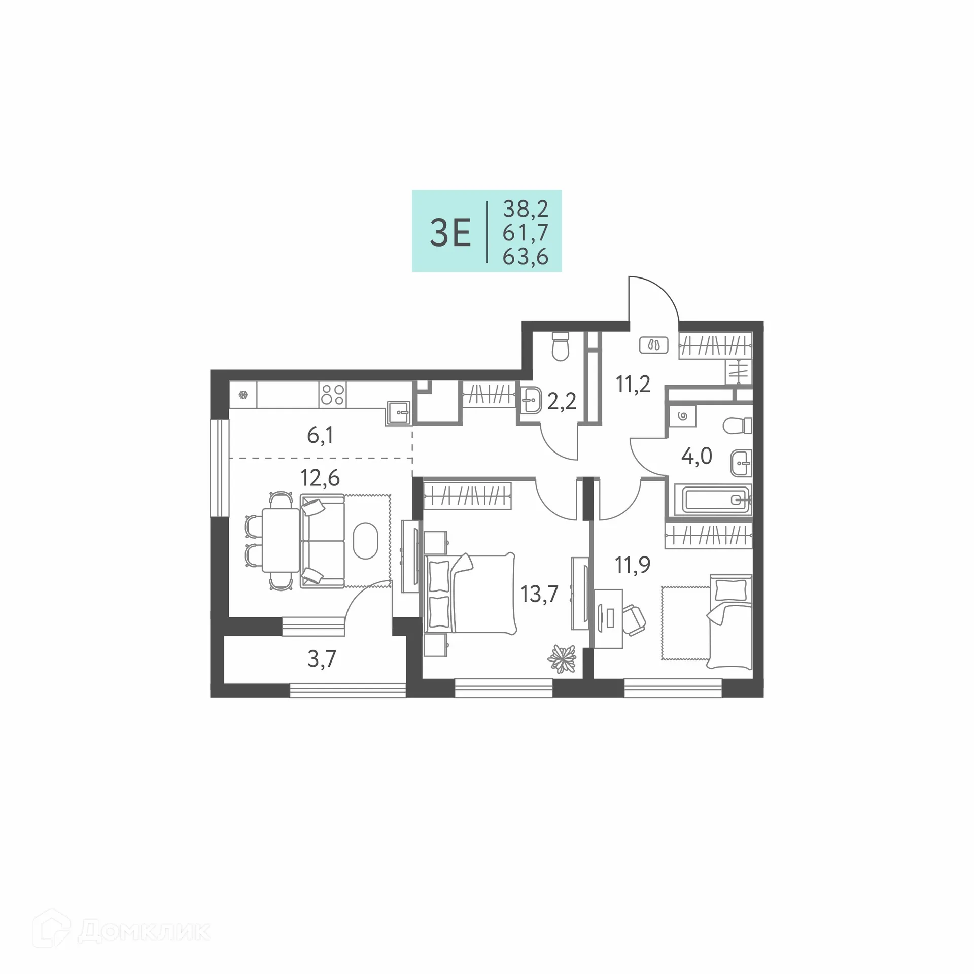 Фото квартиры в ЖК Коннект квартал Левченко, 8