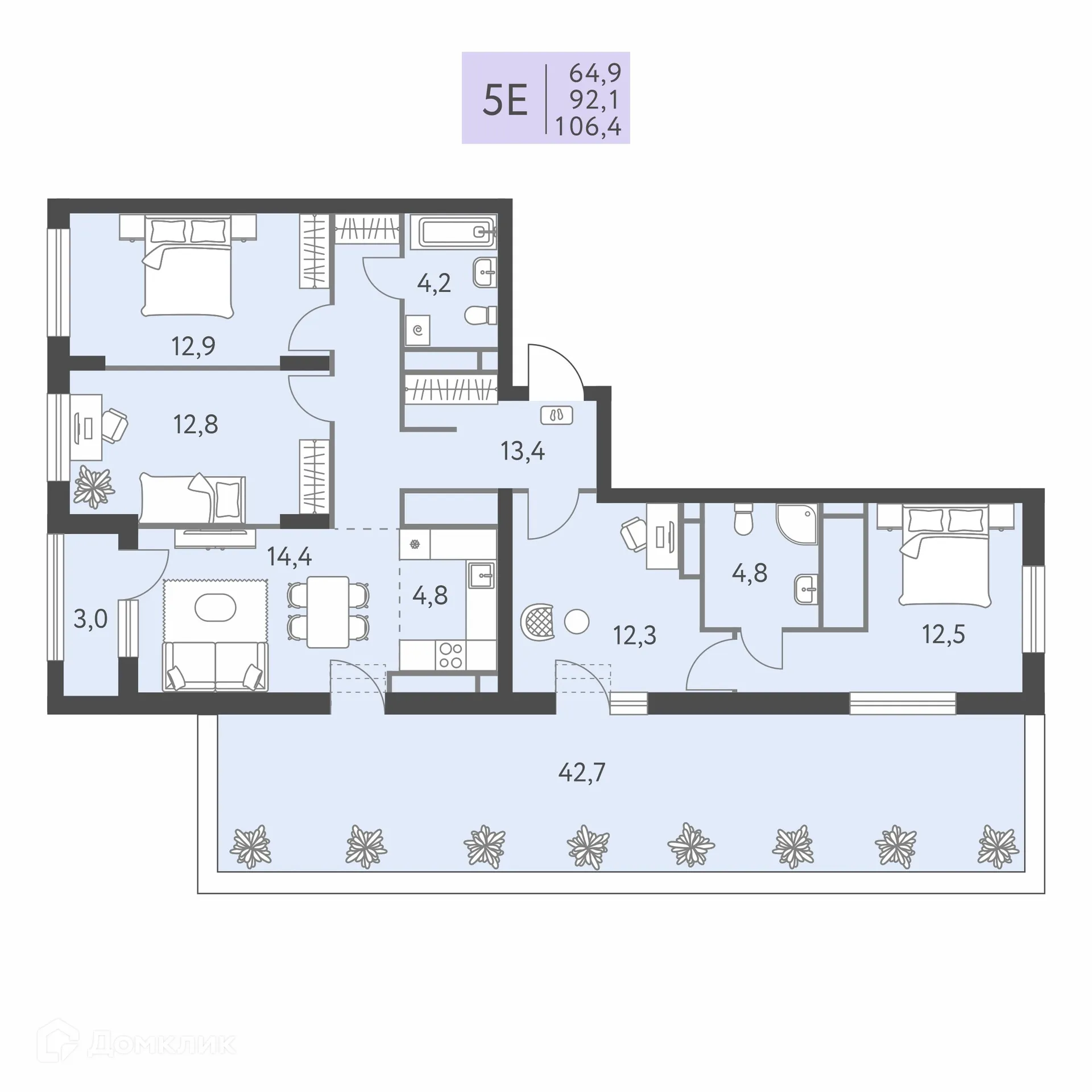 Фото квартиры в ЖК Коннект квартал Левченко, 8