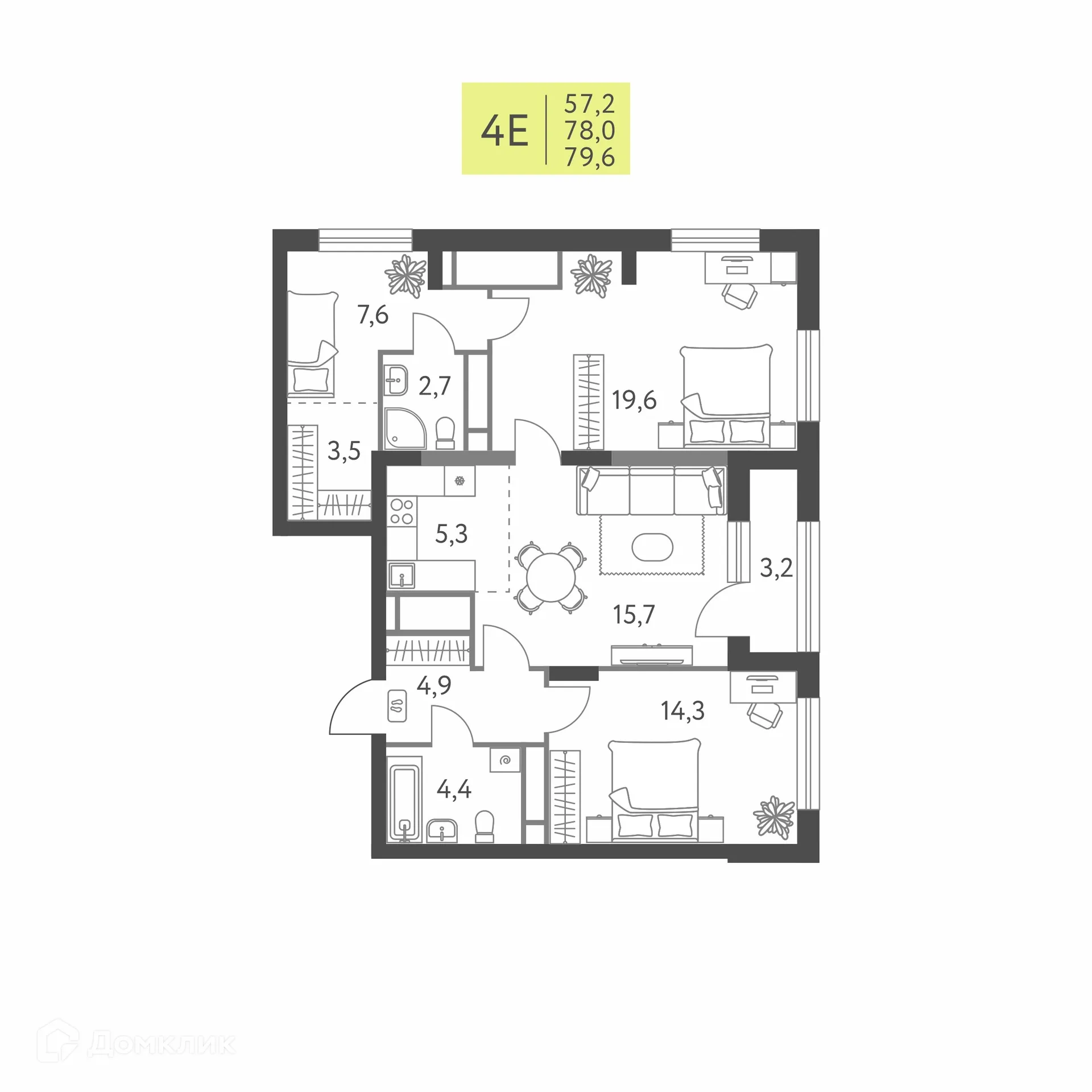 Фото квартиры в ЖК Коннект квартал Левченко, 8