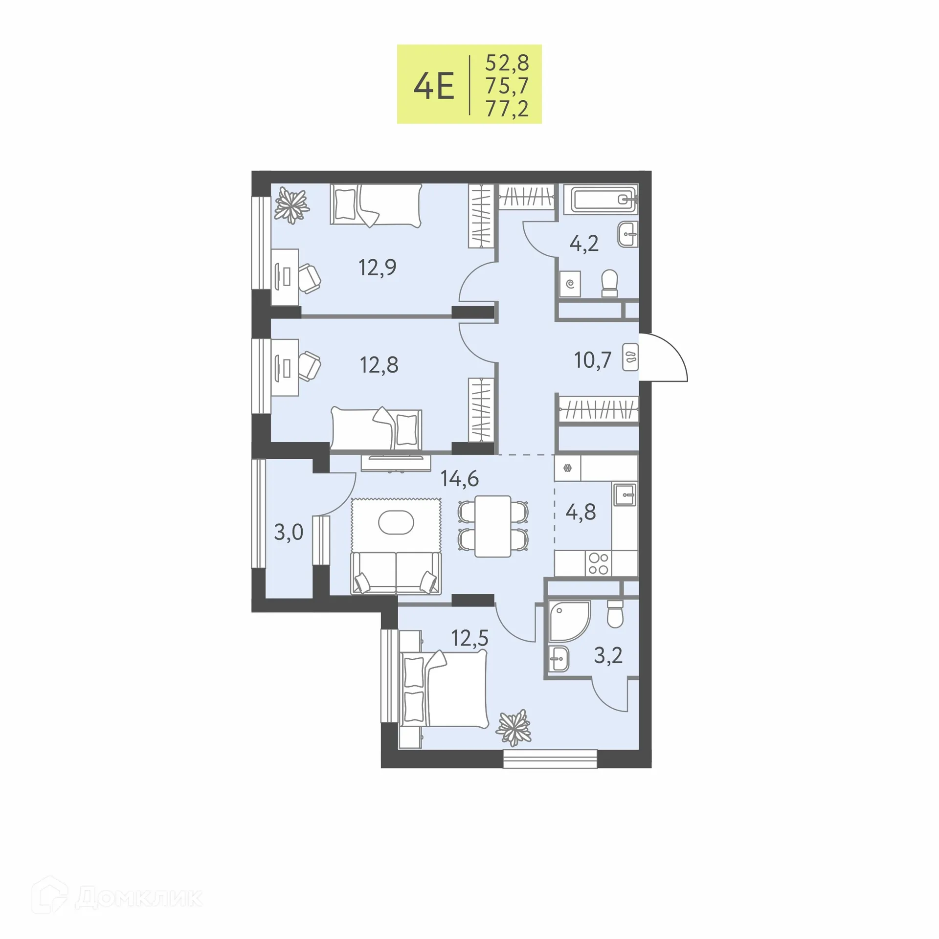 Фото квартиры в ЖК Коннект квартал Левченко, 8