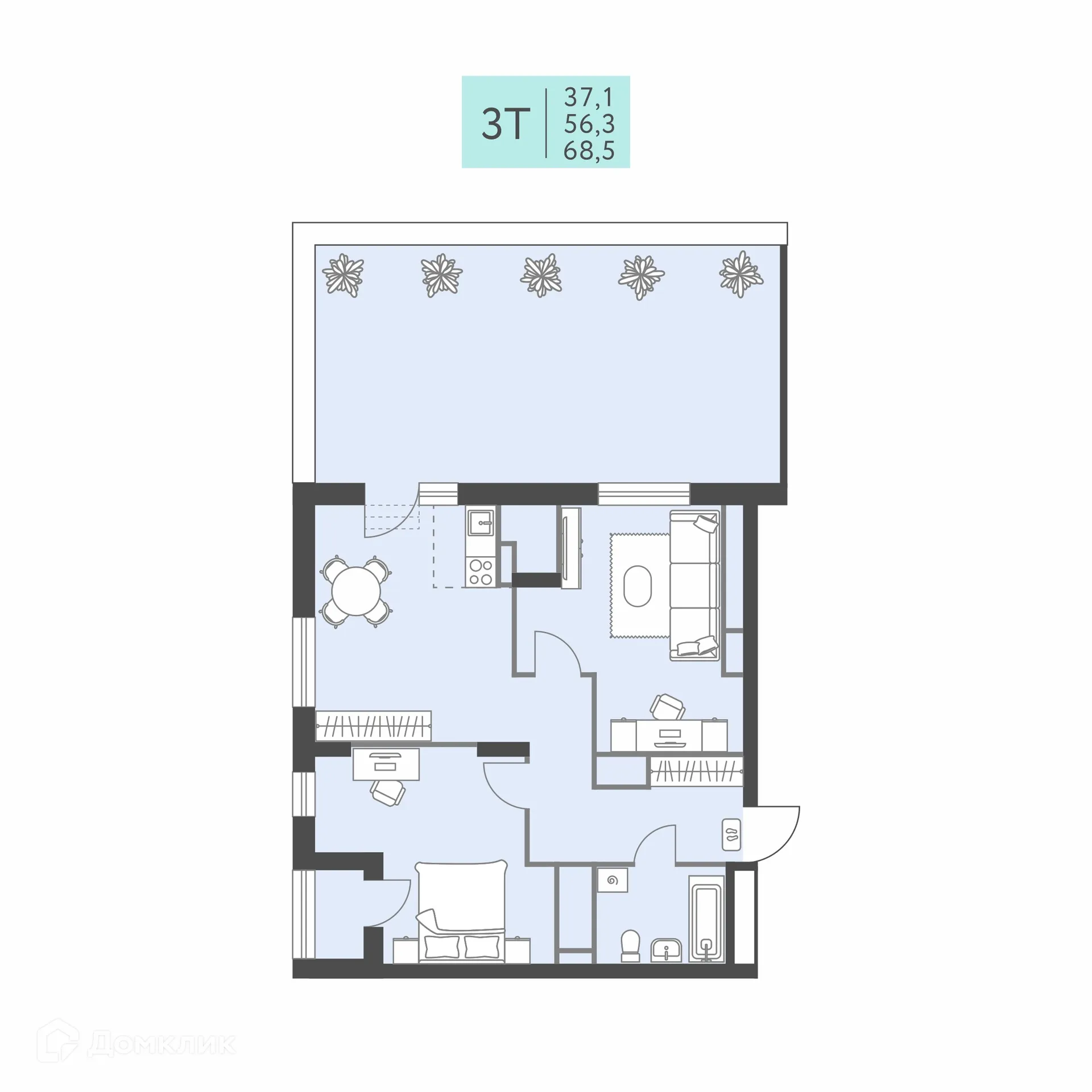 Фото квартиры в ЖК Коннект квартал Левченко, 8