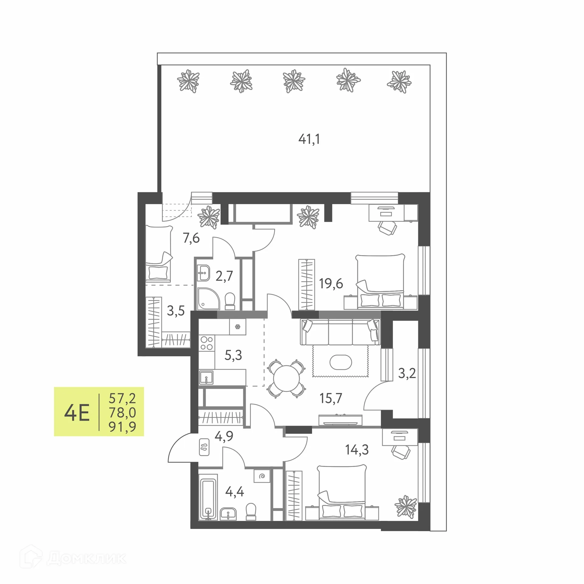 Фото квартиры в ЖК Коннект квартал Левченко, 8