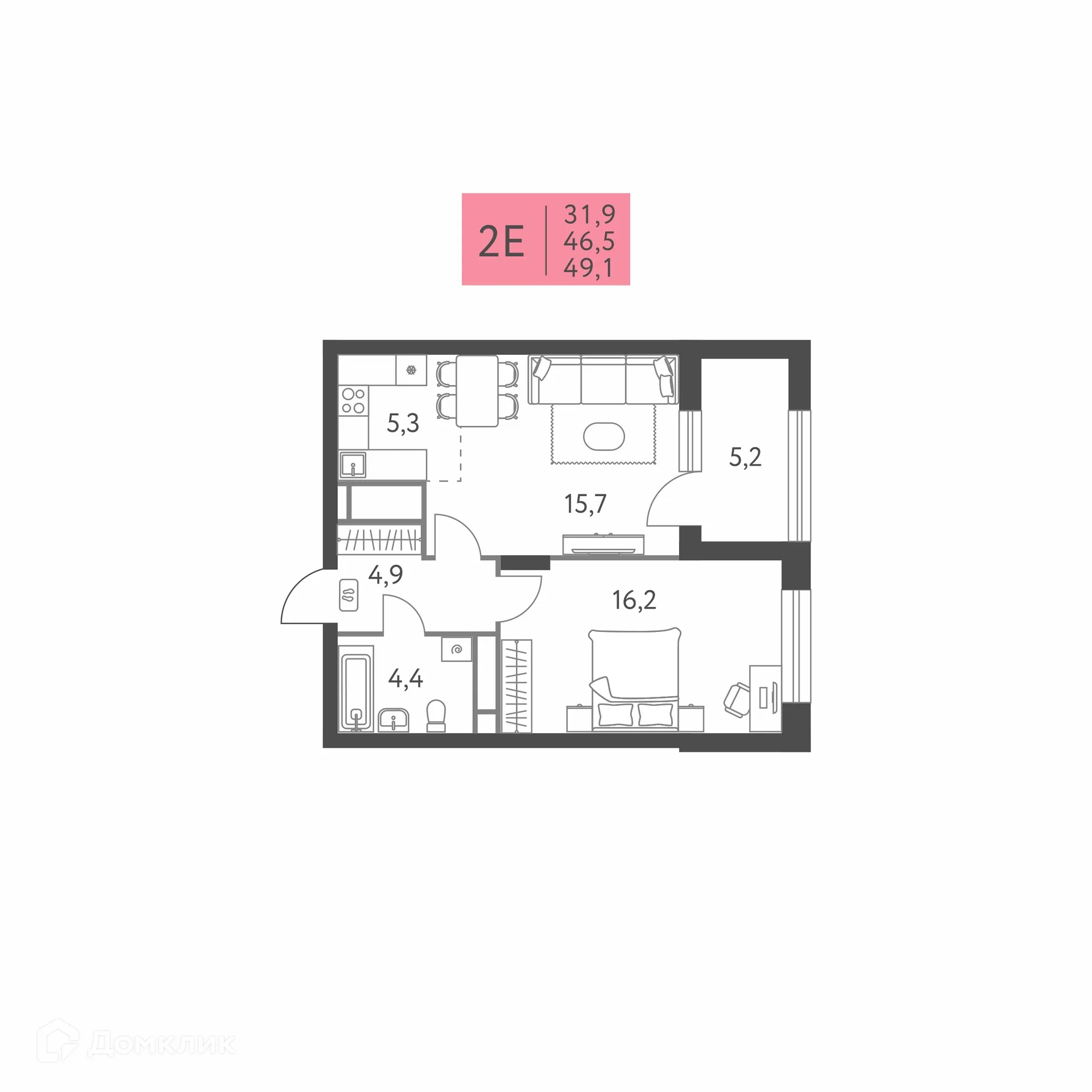 Фото квартиры в ЖК Коннект квартал Левченко, 8