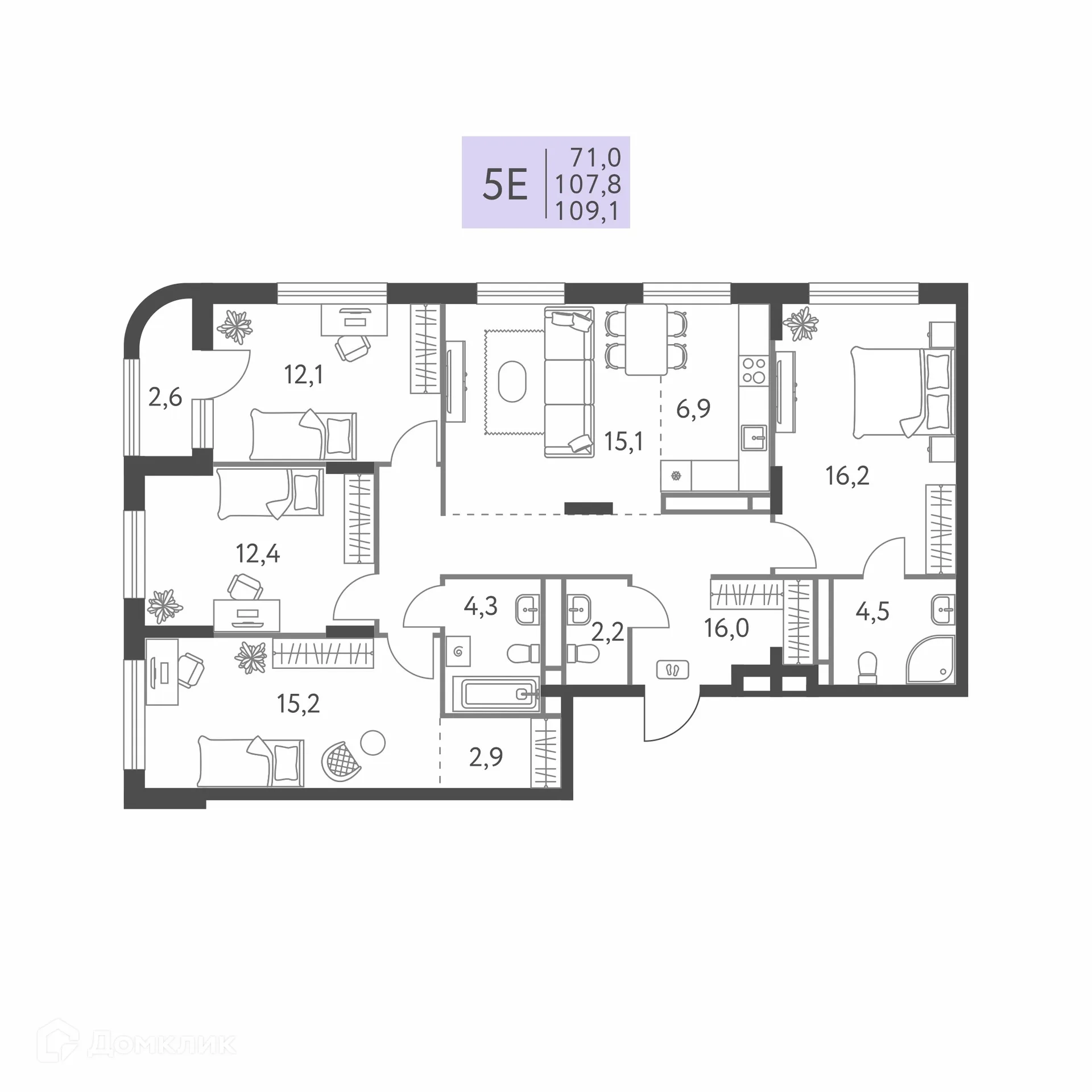 Фото квартиры в ЖК Коннект квартал Левченко, 8