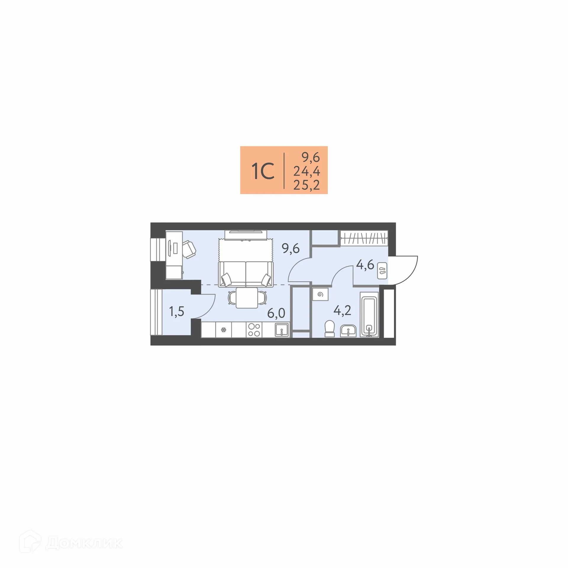 Фото квартиры в ЖК Коннект квартал Левченко, 8