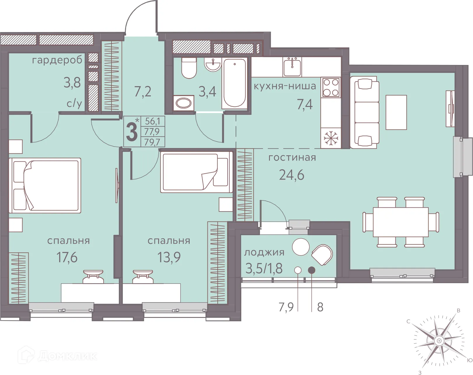 Фото квартиры в ЖК Погода Теплые кварталы