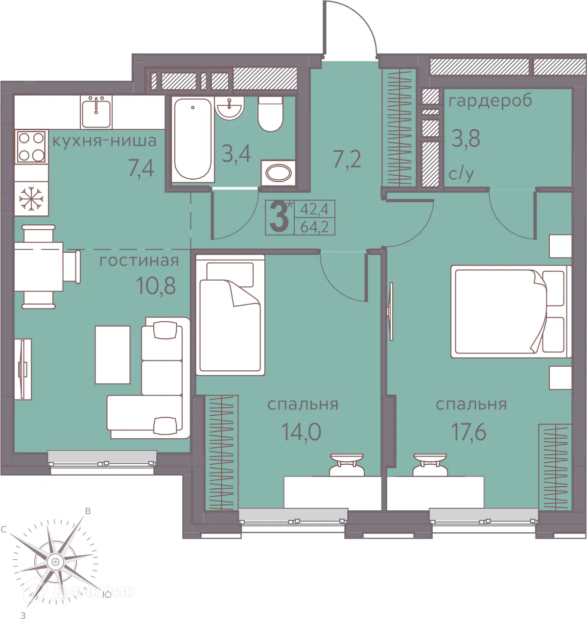 Фото квартиры в ЖК Погода Теплые кварталы