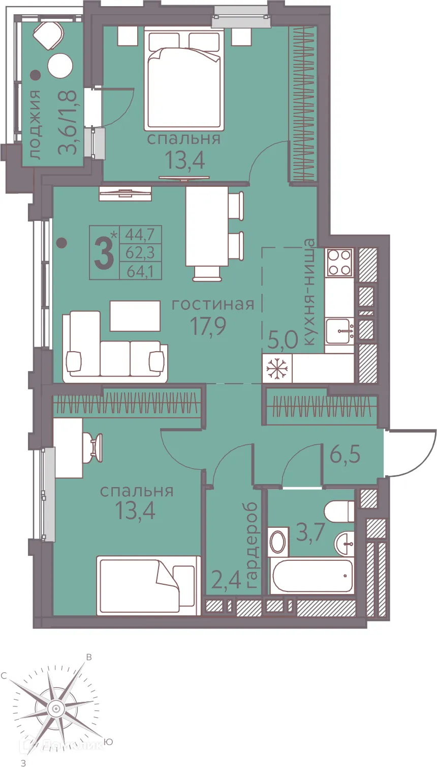 Фото квартиры в ЖК Погода Теплые кварталы