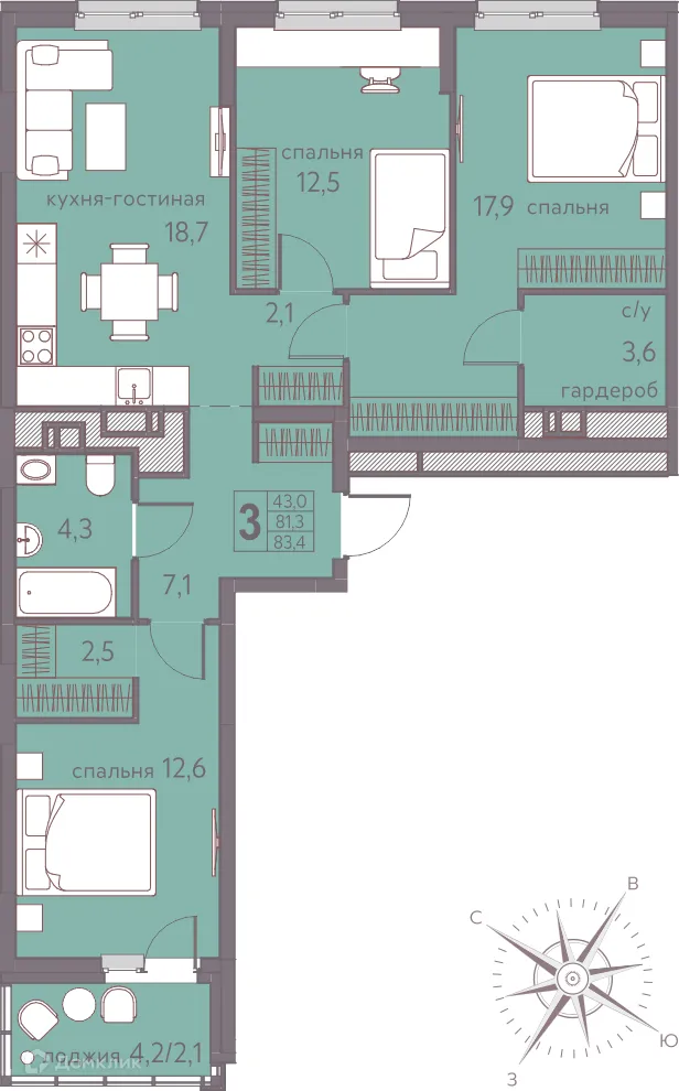 Фото квартиры в ЖК Теплые кварталы Погода