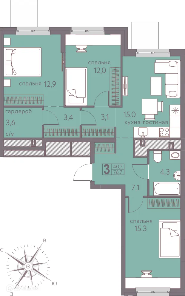 Фото квартиры в ЖК Теплые кварталы Погода