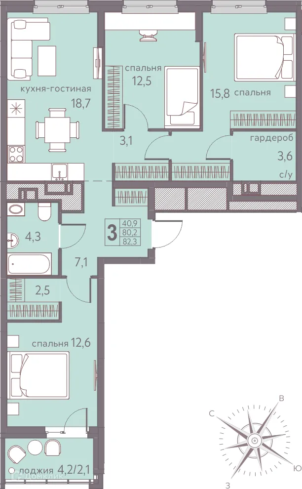Фото квартиры в ЖК Теплые кварталы Погода