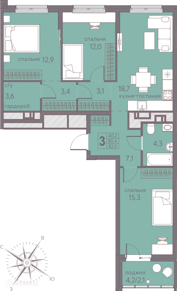 Фото квартиры в ЖК Теплые кварталы Погода