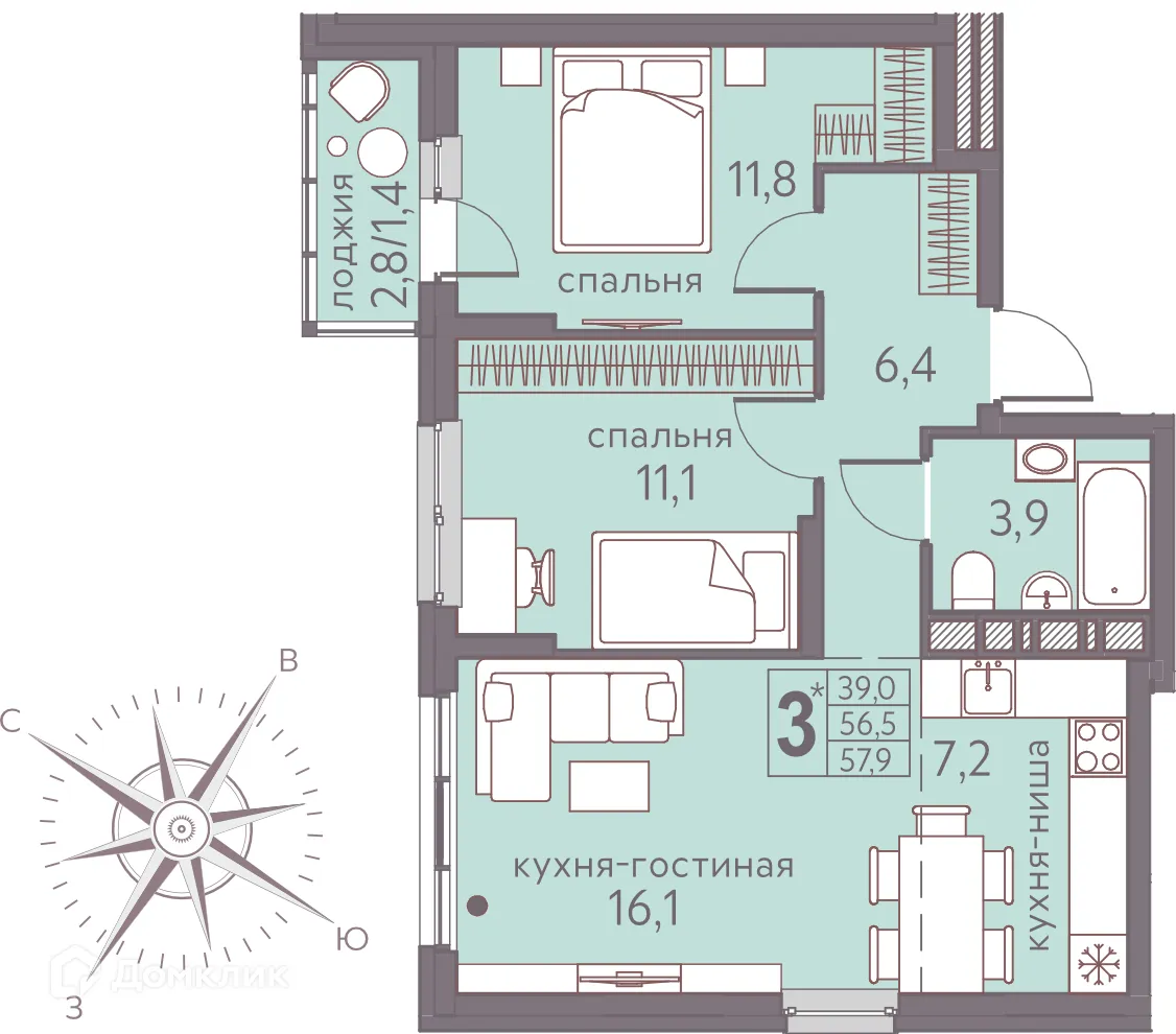 Фото квартиры в ЖК Теплые кварталы Погода