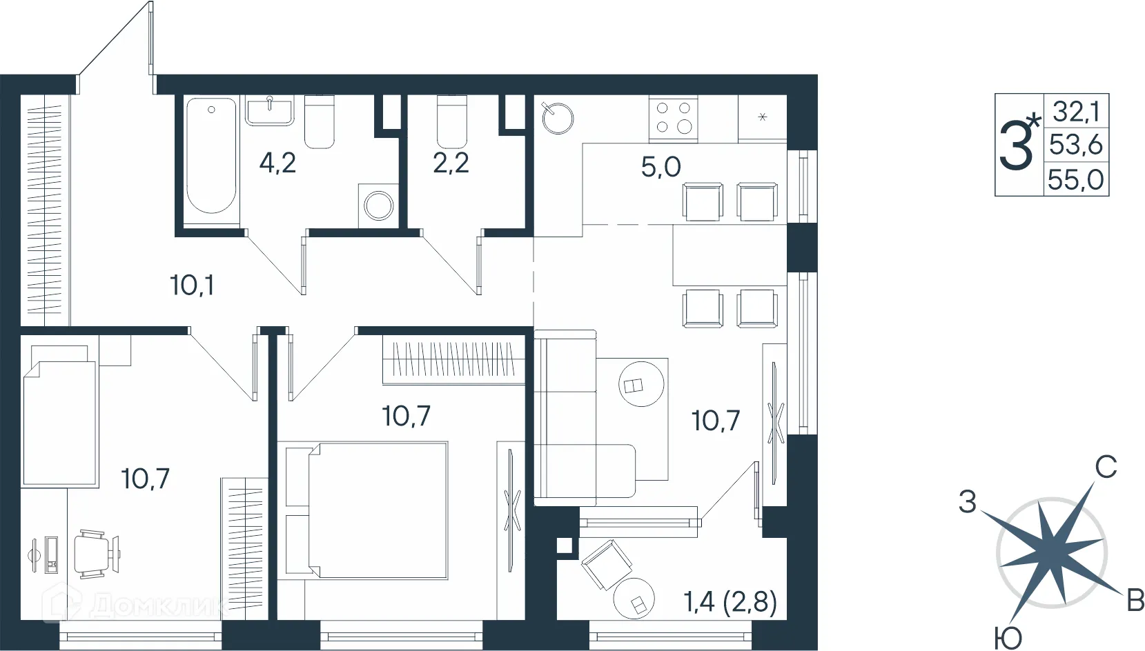 Фото квартиры в ЖК ЮГ на Беляева