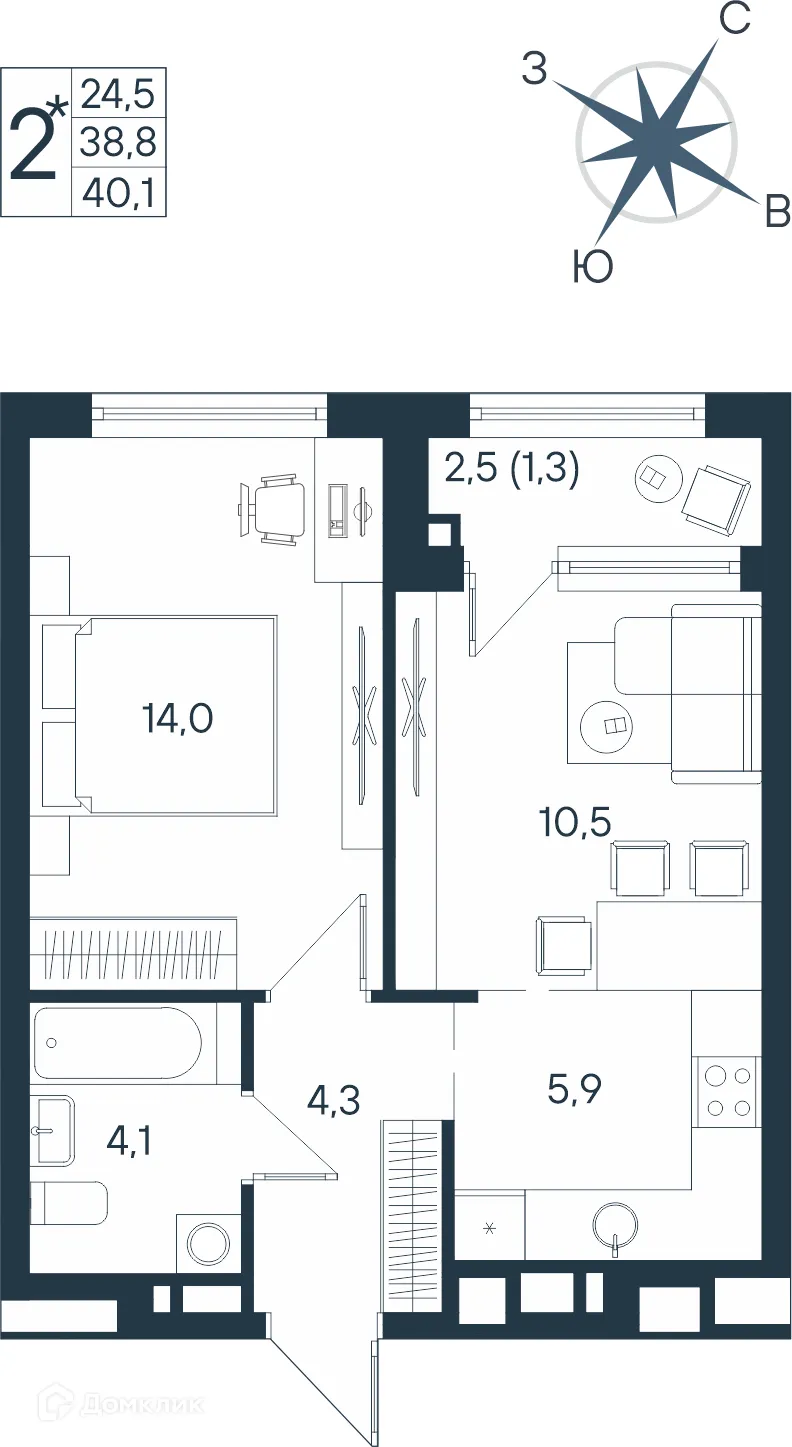 Фото квартиры в ЖК ЮГ на Беляева