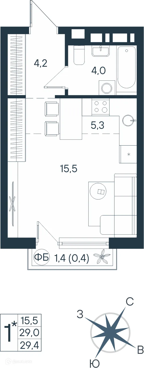 Фото квартиры в ЖК ЮГ на Беляева