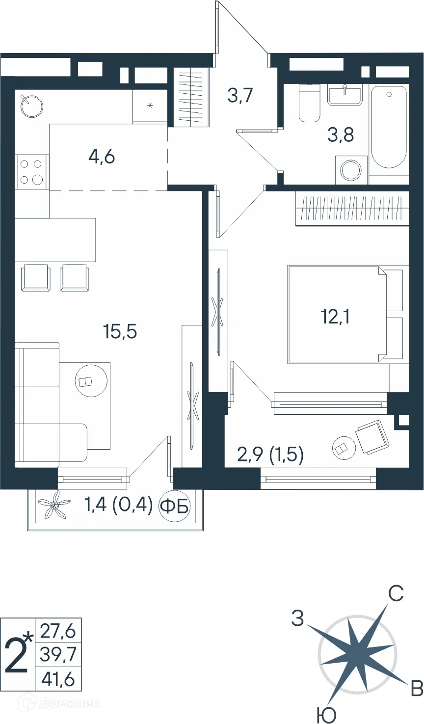 Фото квартиры в ЖК ЮГ на Беляева