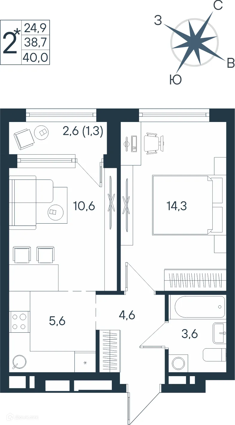 Фото квартиры в ЖК ЮГ на Беляева