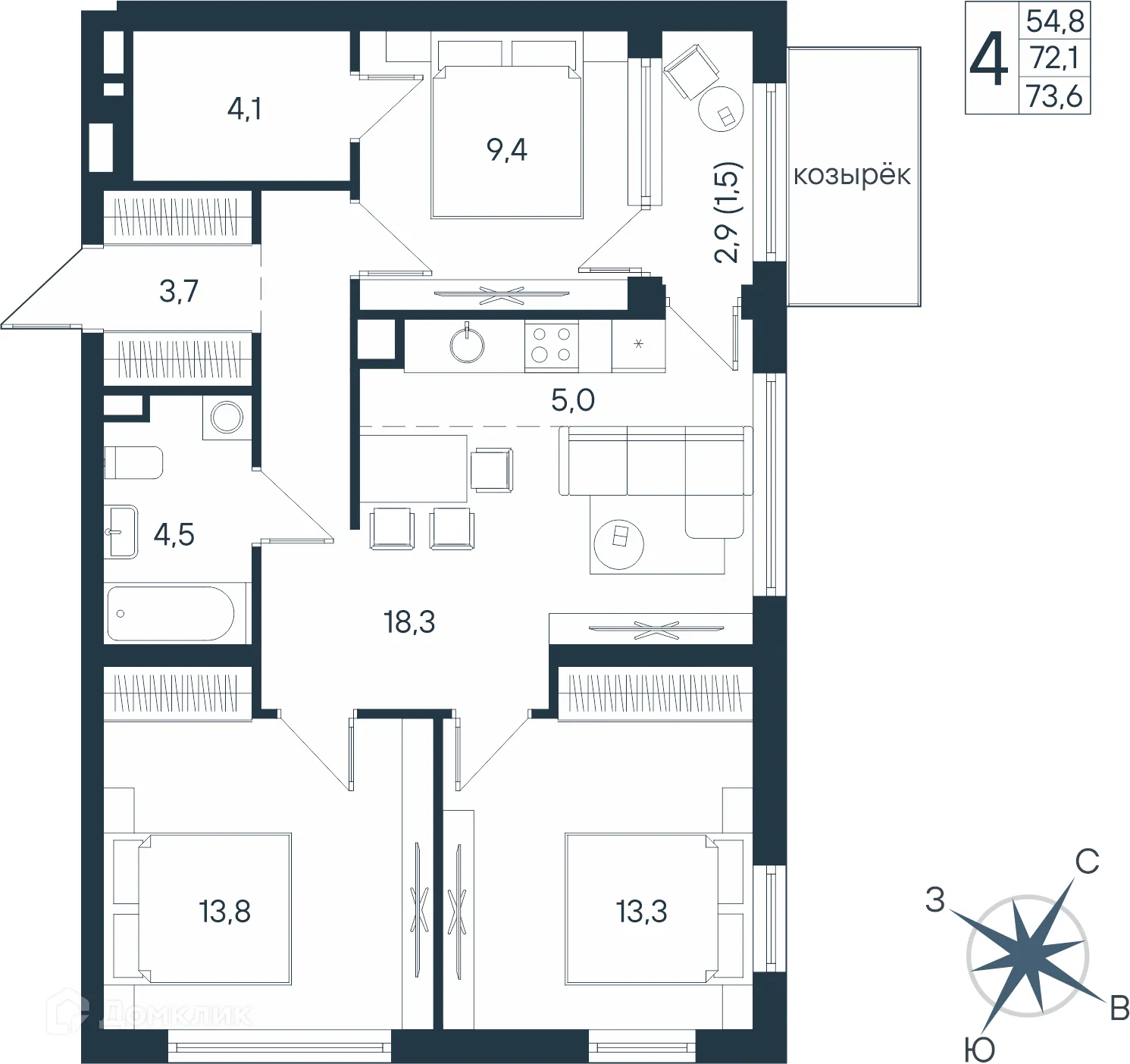 Фото квартиры в ЖК ЮГ на Беляева