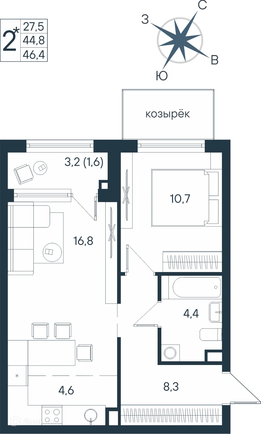 Фото квартиры в ЖК ЮГ на Беляева