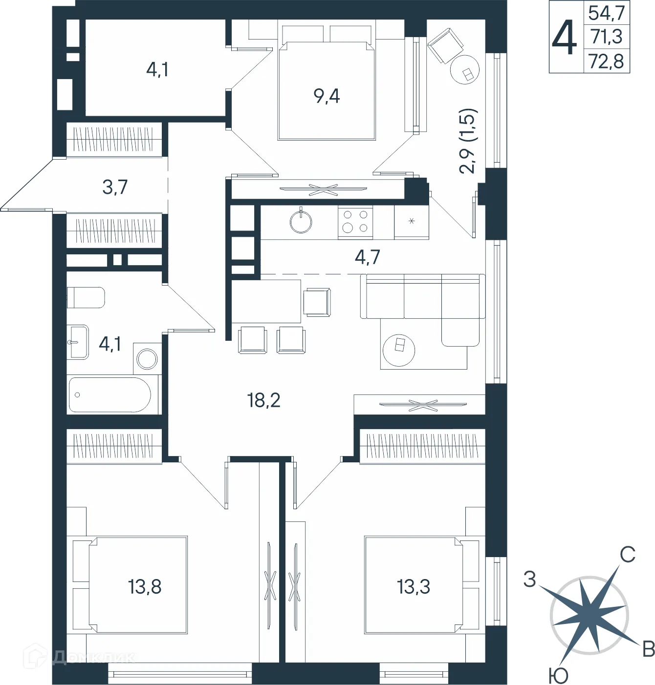 Фото квартиры в ЖК ЮГ на Беляева