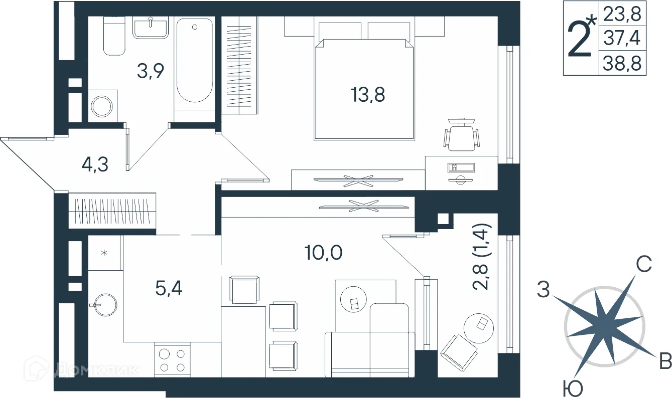 Фото квартиры в ЖК ЮГ на Беляева
