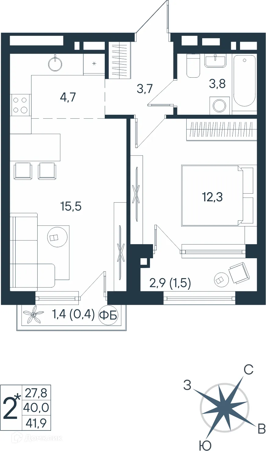 Фото квартиры в ЖК ЮГ на Беляева