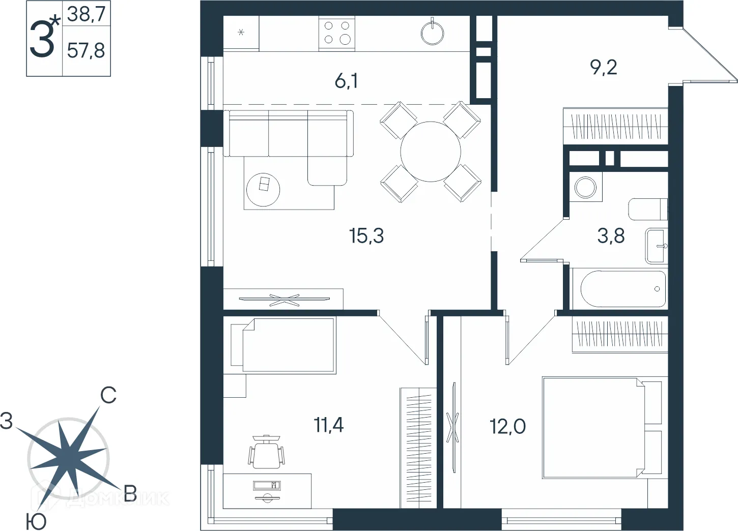Фото квартиры в ЖК ЮГ на Беляева