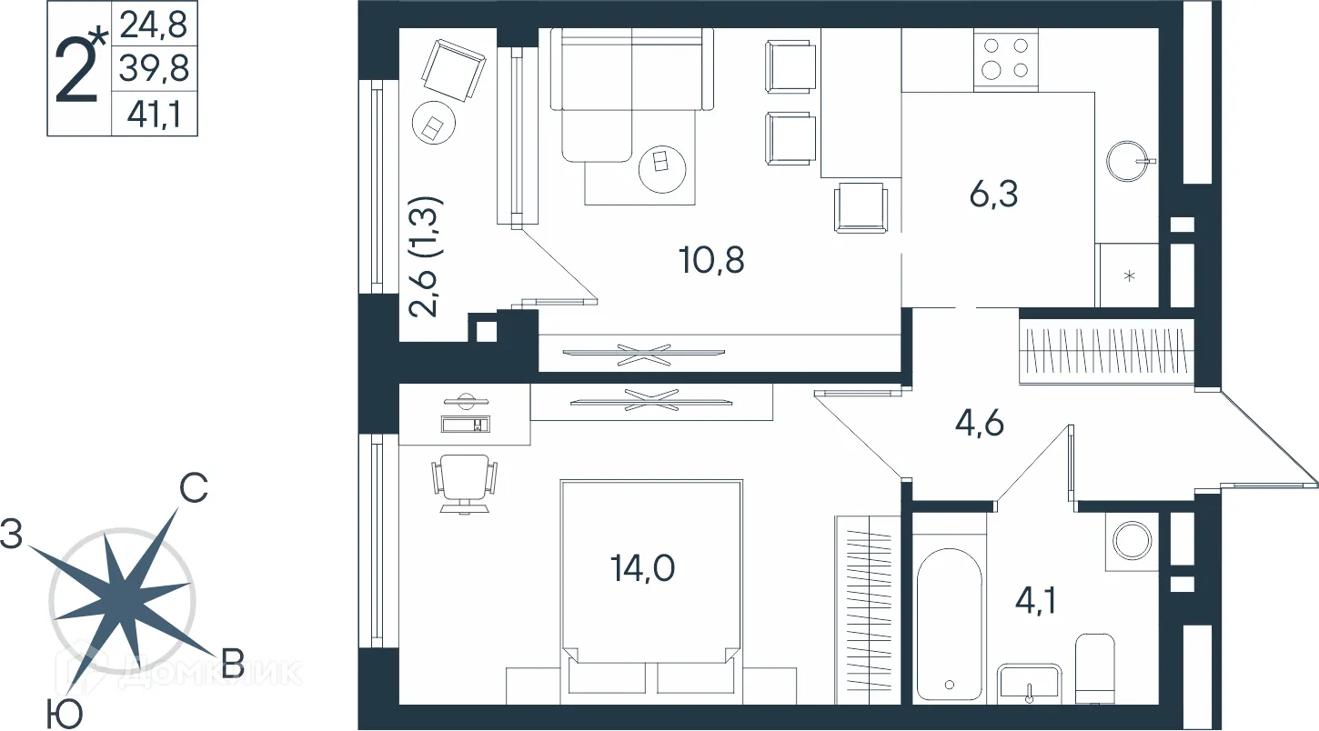 Фото квартиры в ЖК ЮГ на Беляева
