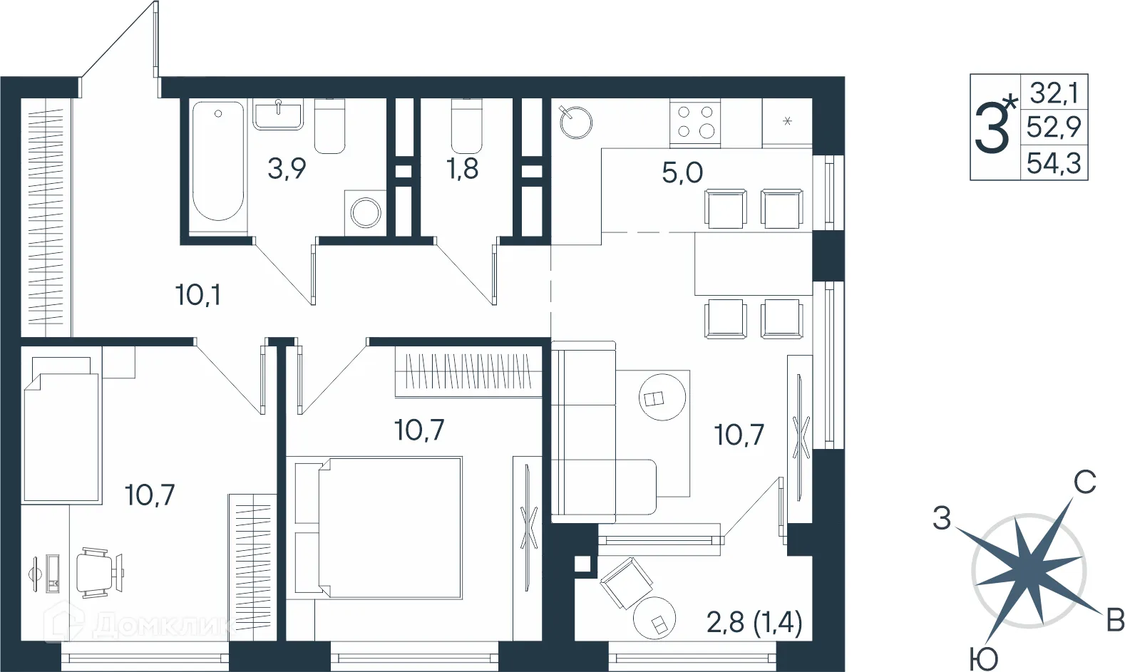 Фото квартиры в ЖК ЮГ на Беляева