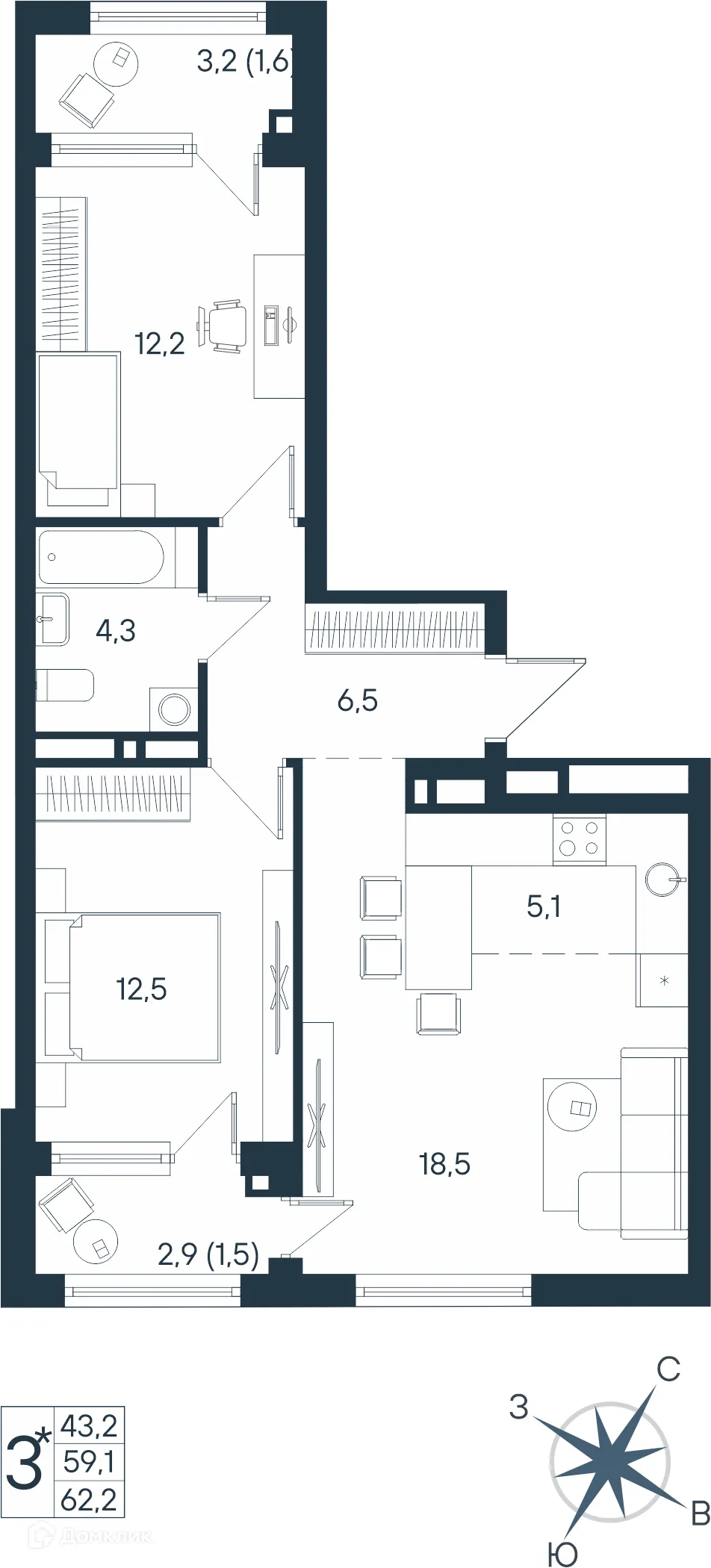 Фото квартиры в ЖК ЮГ на Беляева