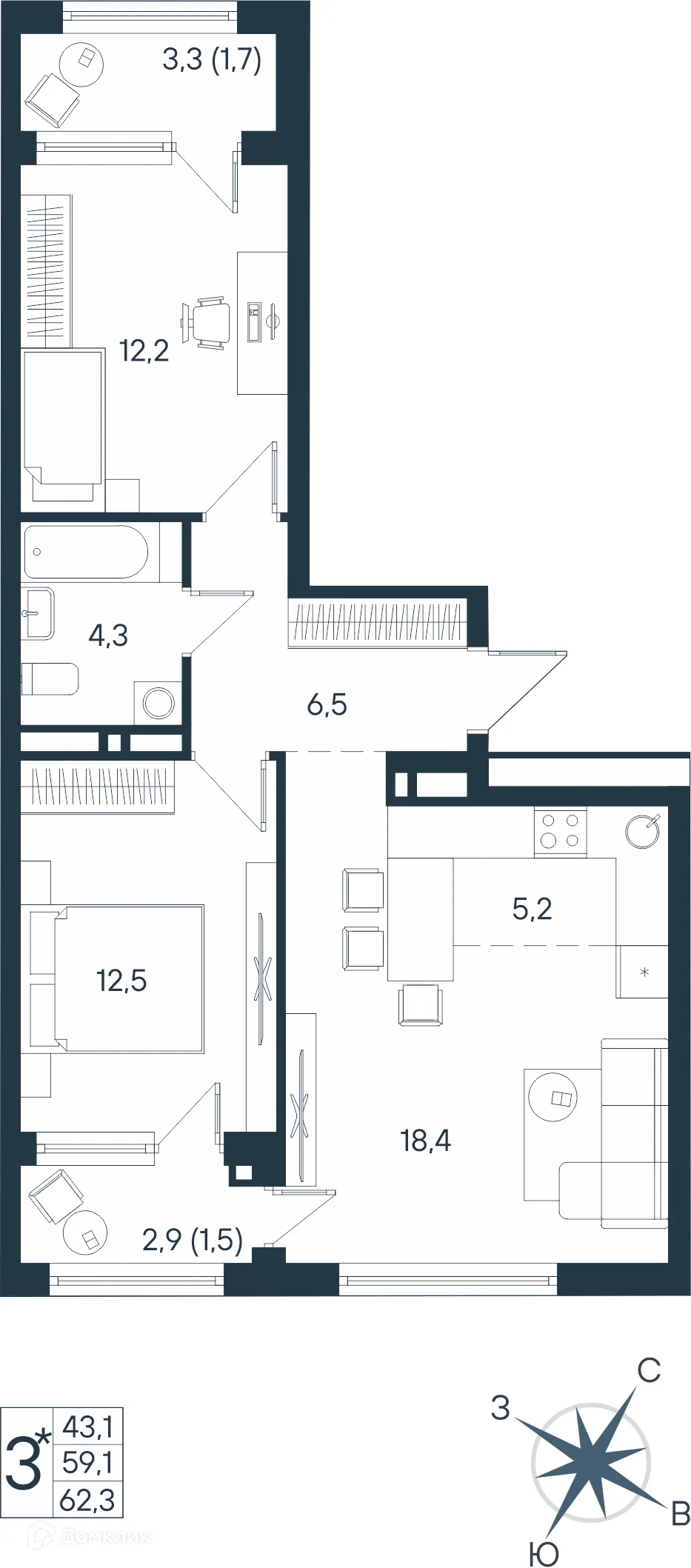 Фото квартиры в ЖК ЮГ на Беляева