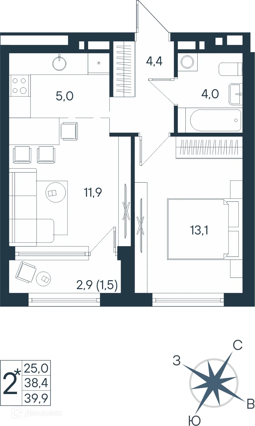 Фото квартиры в ЖК ЮГ на Беляева