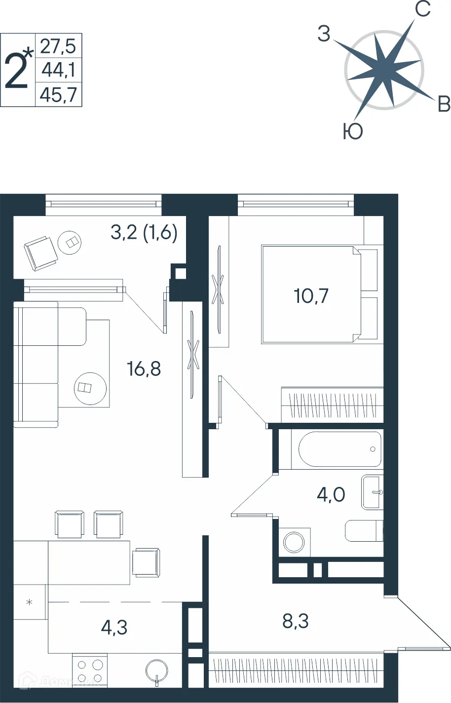 Фото квартиры в ЖК ЮГ на Беляева