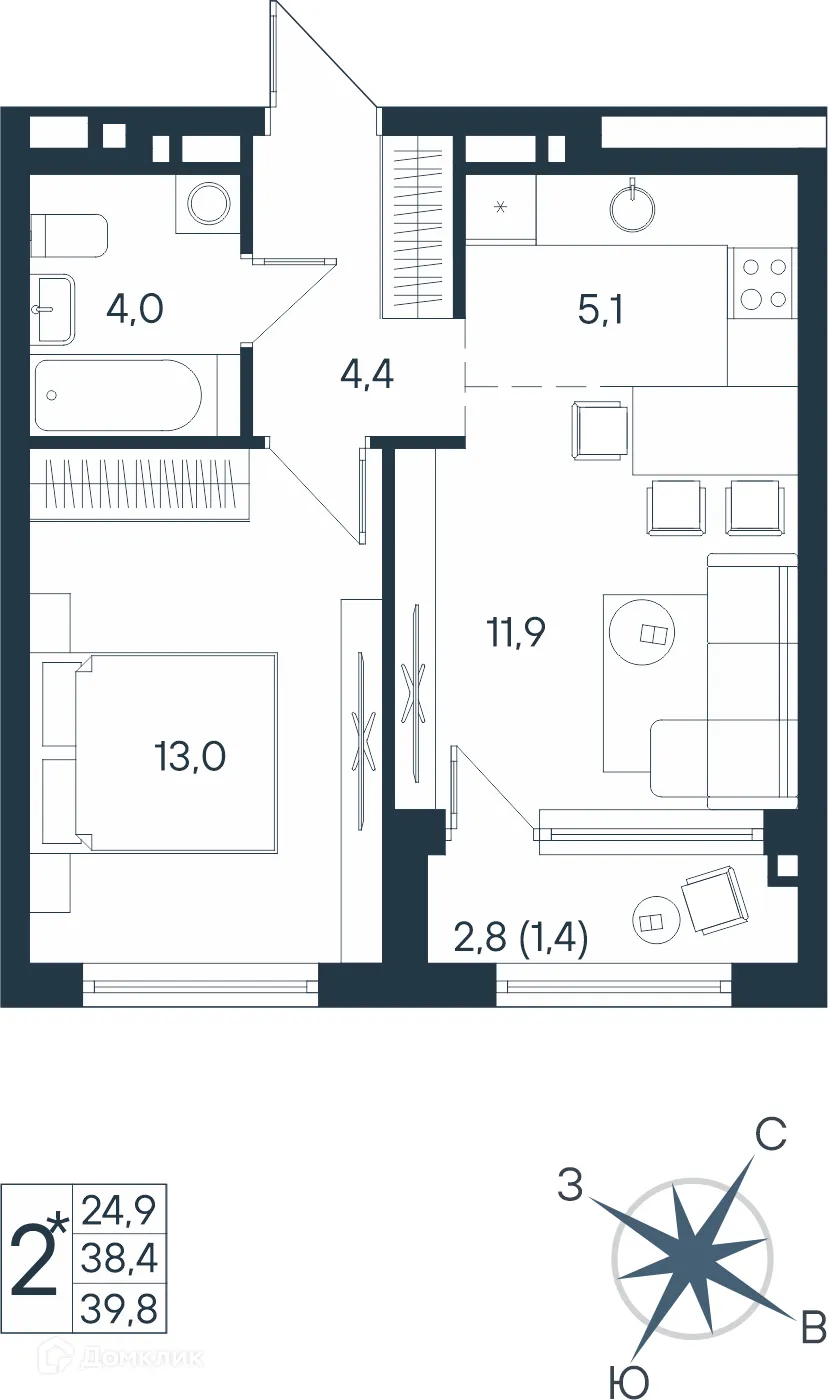 Фото квартиры в ЖК ЮГ на Беляева