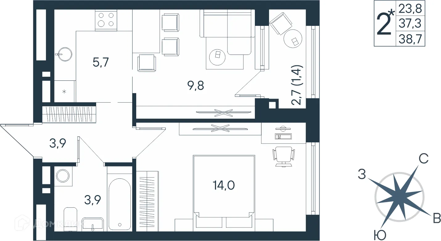 Фото квартиры в ЖК ЮГ на Беляева
