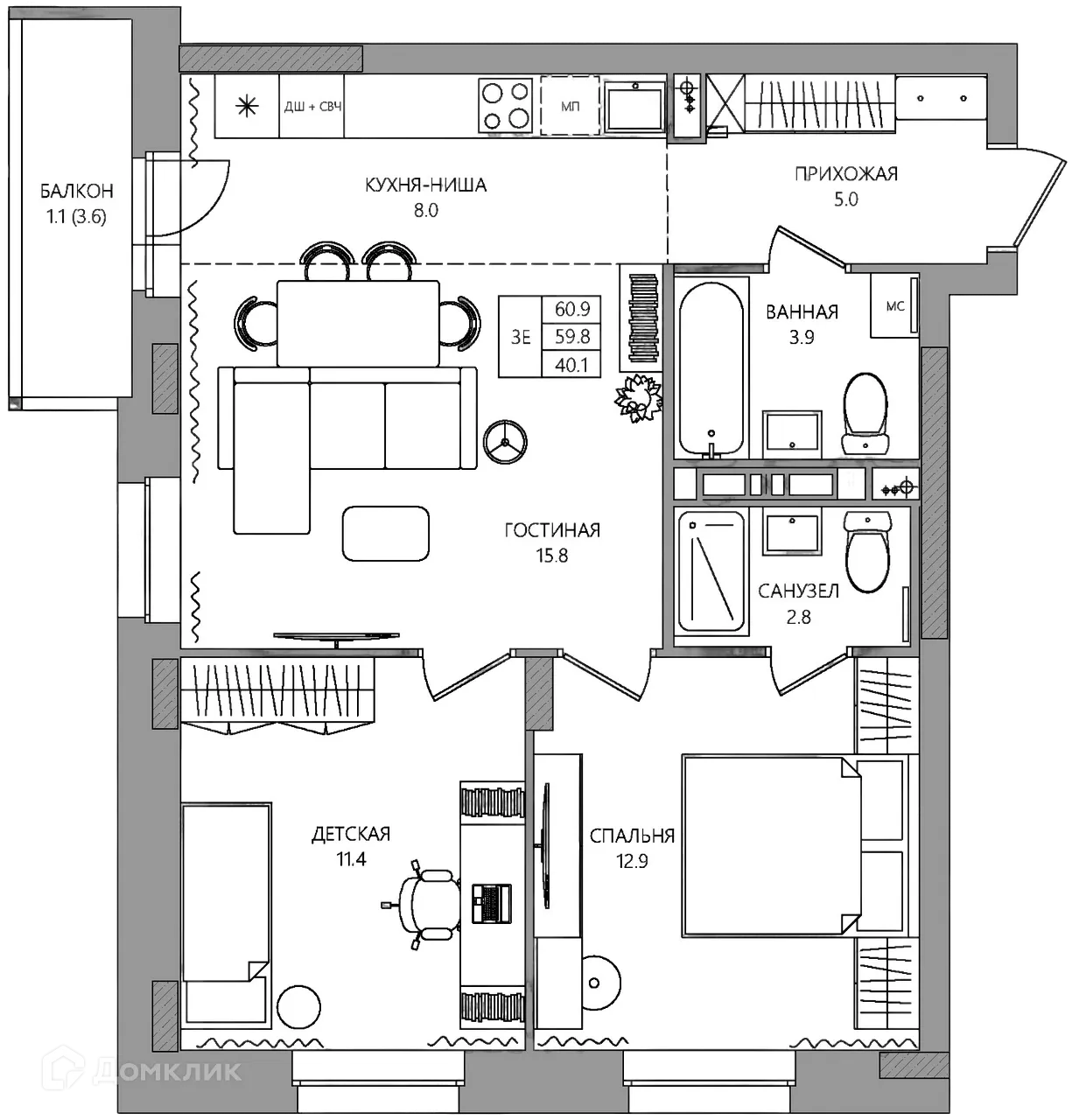 Фото квартиры в ЖК ЭЛЕРОН,ELERON