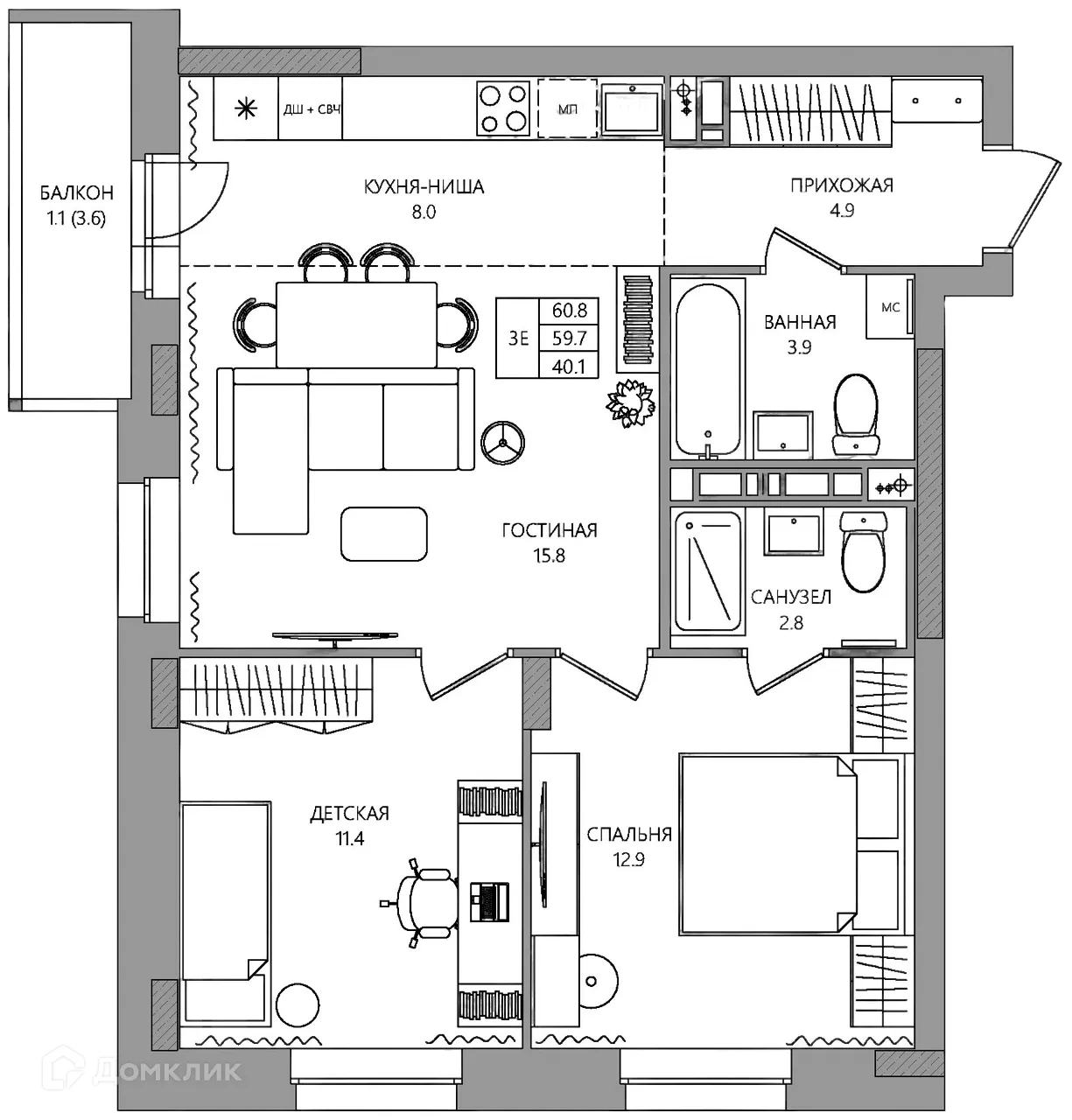 Фото квартиры в ЖК ЭЛЕРОН,ELERON