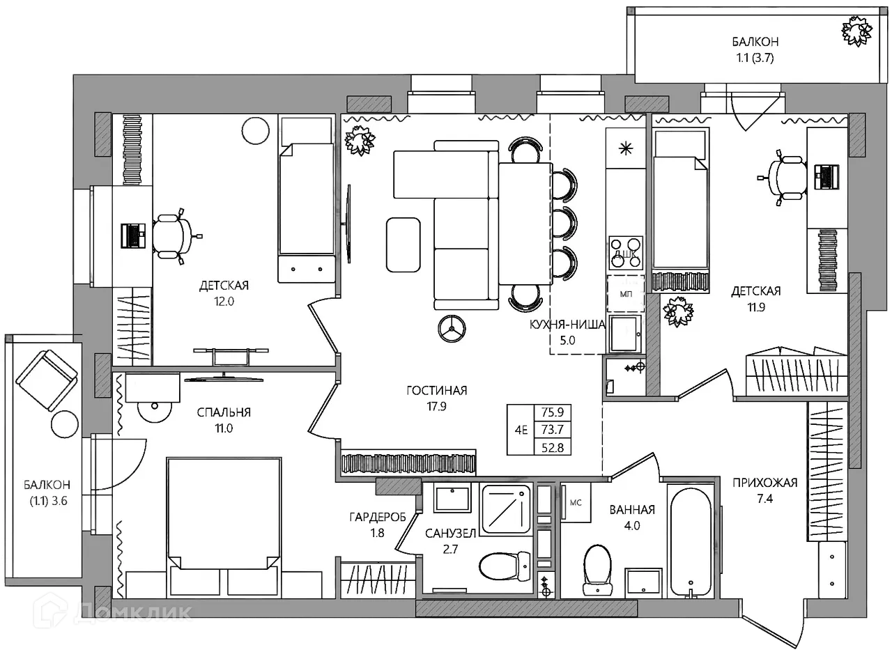 Фото квартиры в ЖК ЭЛЕРОН,ELERON