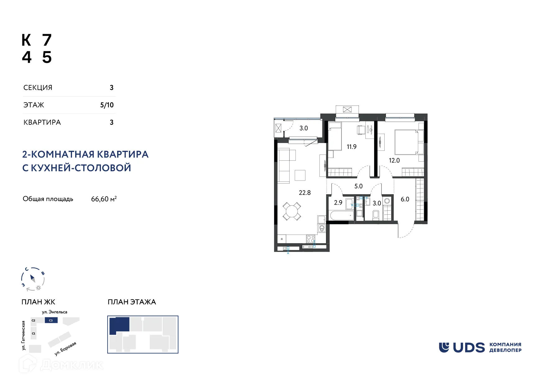 Фото квартиры в ЖК КВАРТАЛ 745