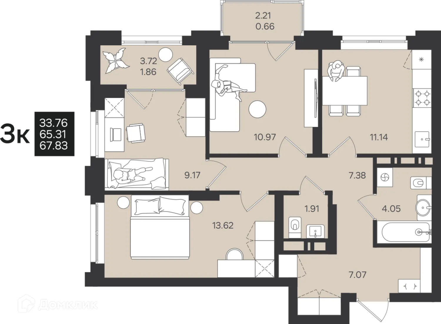 Фото квартиры в ЖК Гравитация