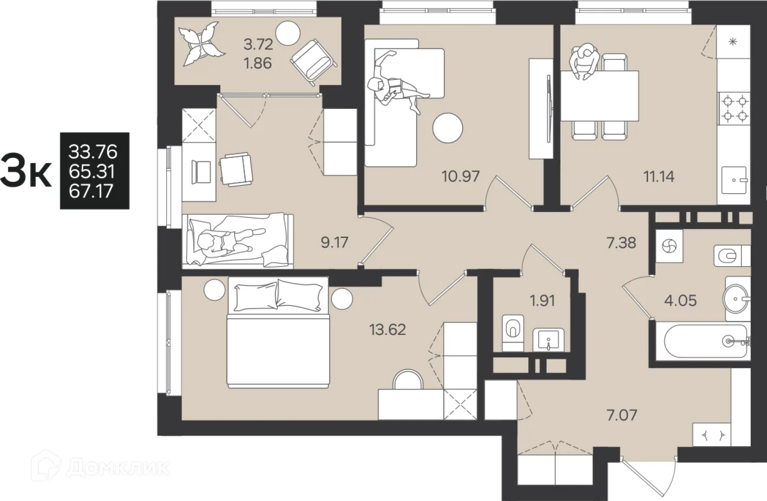 Фото квартиры в ЖК Гравитация