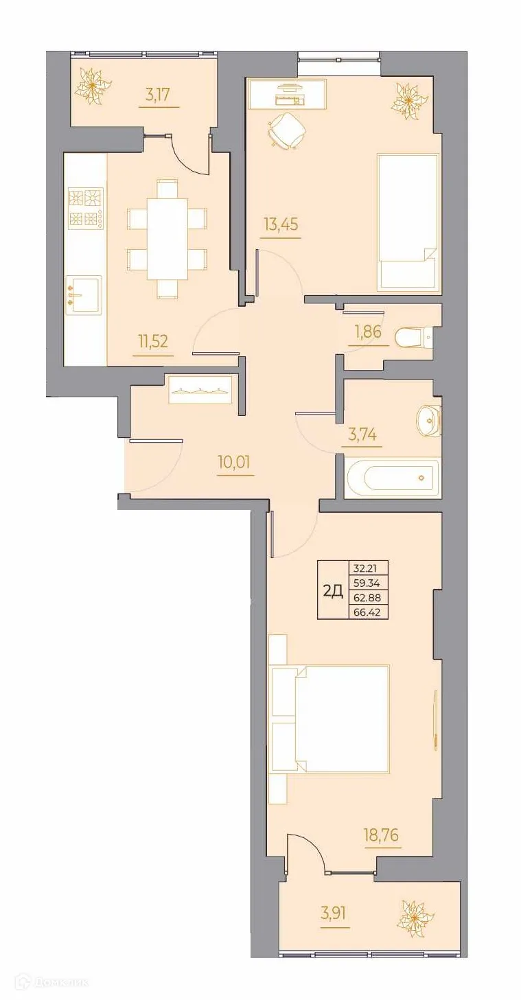 Фото квартиры в ЖК Новый Горизонт